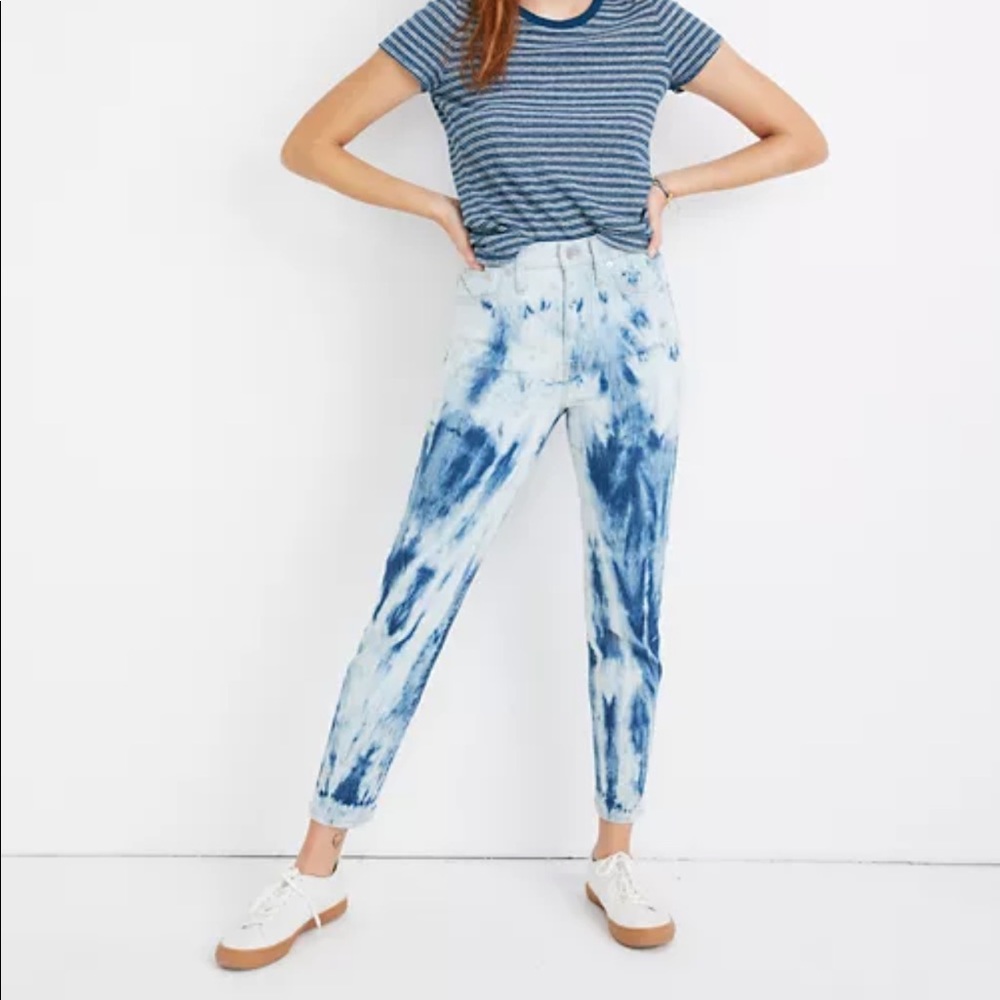 Madewell The Perfect vintage crop denim size 27 blue tie dye NWT